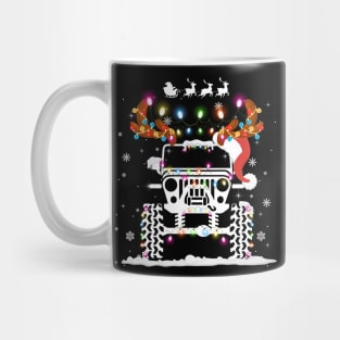 Jeep Christmas Lights Xmas Tree Reindeer, Funny jeep reindeer christmas tree lights parade Mug